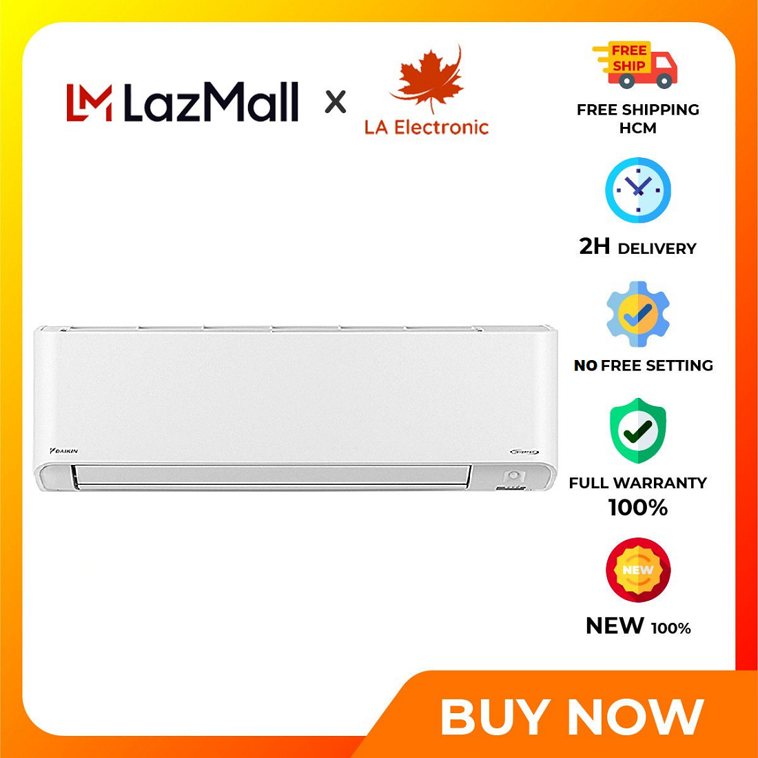 Daikin Inverter 2 HP FTKZ50VVMV air conditioner - Free shipping HCM - Exclusive air filter technology Streamer removes bacteria - Coanda airflow evenly distributes air