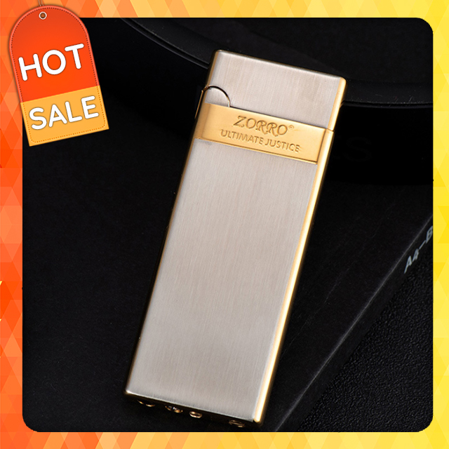 Hộp Quẹt Bật Lửa Gas Đá Thiết Kế Đẹp Độc Lạ Nhỏ Gọn Siêu Mỏng Zorro Z636 (KHÔNG CHỨA XĂNG GAS)