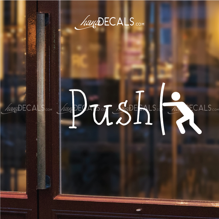 Sticker decal push-pull & Pull-push. Decoration glass door stickers (lettering cutting computerized)-hanadecals