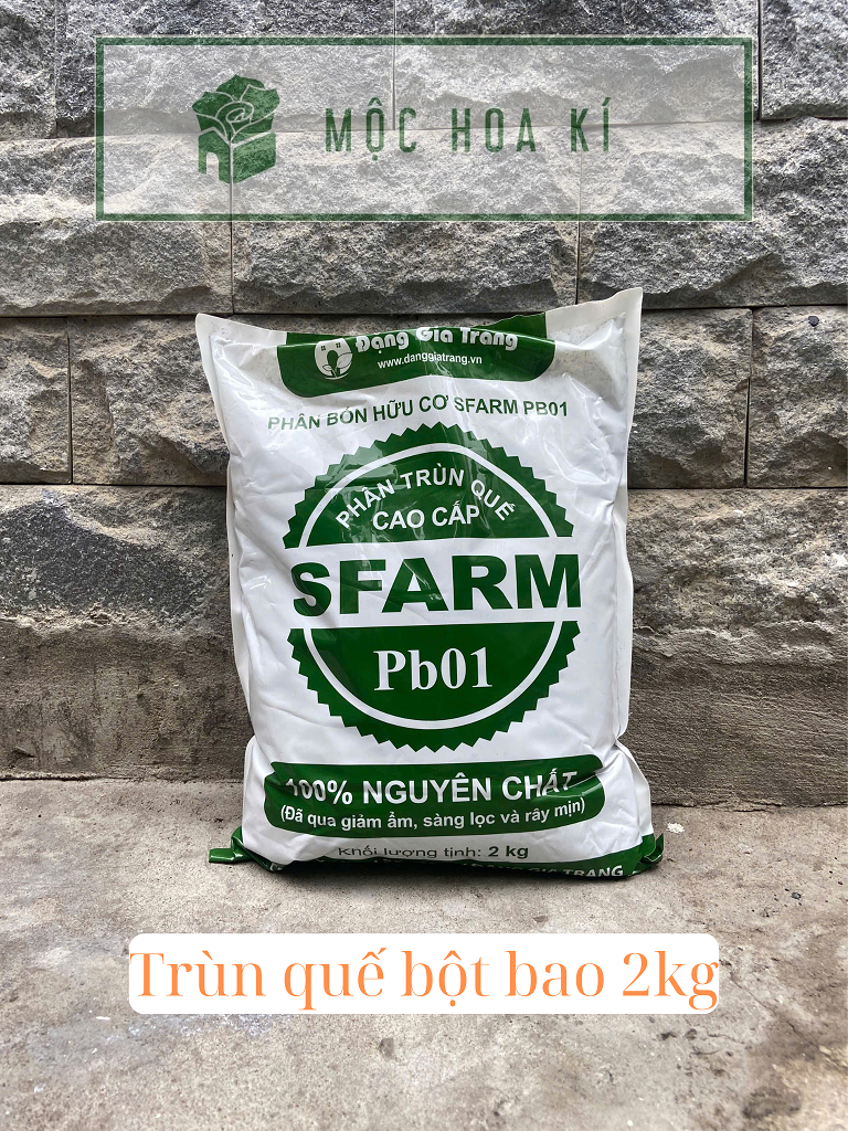 2kg Bag of Sfarm Dang Gia Trang Vermicompost Powder - Organic Fertilizer (Contains Cocoons - Worm Eggs) Has Been Dehumidified.