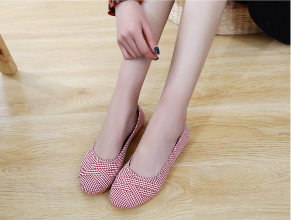 Giày búp bê đế kép mặt đan chéo dành cho nữ