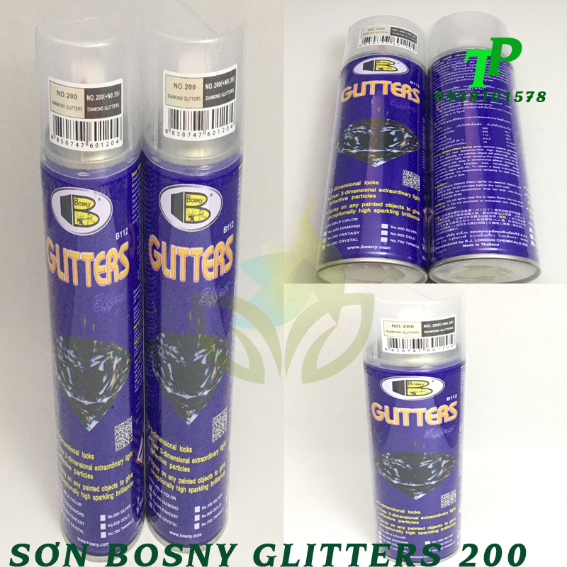 Sơn phủ bóng hiệu ứng lấp lánh bosny glitters no.200 sơn xịt bóng xe máy