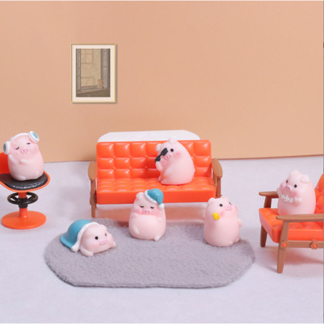 Mô hình heo con bed time decor bàn học, terrarium