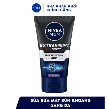 Sữa rửa mặt nivea men extra bright giúp sáng da & kiểm soát nhờn 100g
