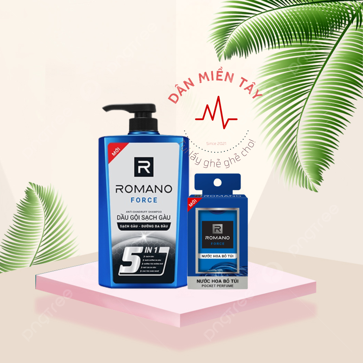 Dầu gội sạch gàu 5 trong 1 romano 5in1 force 650g + nước hoa force 18ml