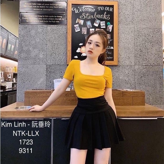 ÁO THUN CỔ VUÔNG TAY NGẮN TRƠN