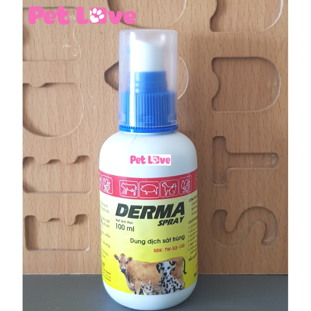 Derma Spray xịt vết thương ngoài da trên chó mèo