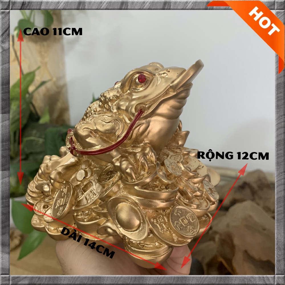 Tượng đá Cóc Thiềm Thừ 3 chân phong thủy chiêu giữ tài lộc - Màu xanh lục bích - Cỡ lớn cao 11cm