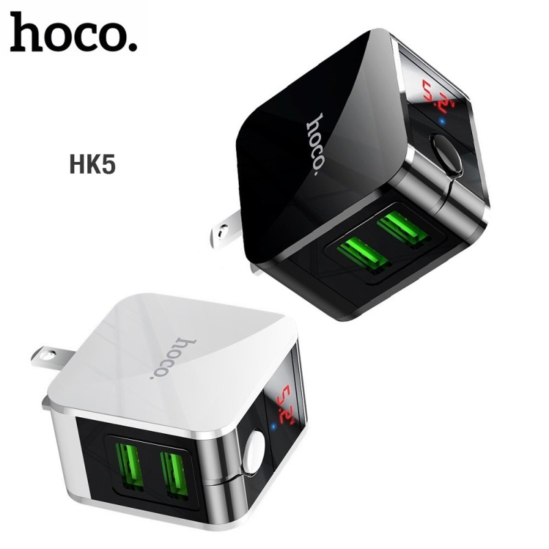 Củ Sạc Nhanh Đa Năng Hoco HK5 Dual USB - Cốc Sạc Tự Ngắt - Có Màn Hình LED