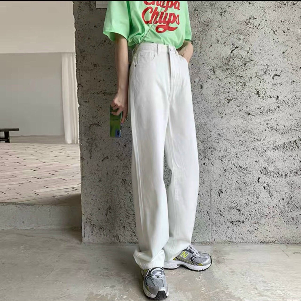 Quần Baggy Nữ chất jean trơn cao cấp ống xuống siêu hách dáng -JT