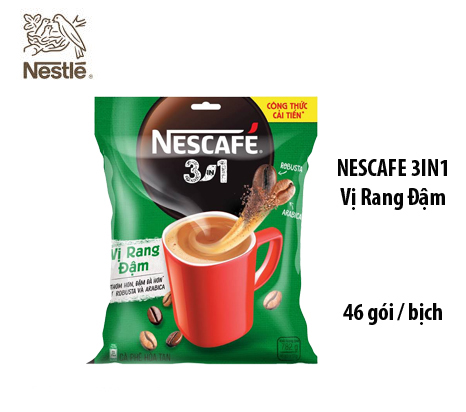 [BỊT XANH LÁ] Nescafé 3in1 đậm vị cà phê (Bịch 46 gói x 17g) - VỊ RANG ĐẬM