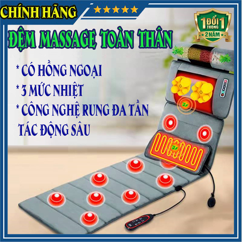 [ SẢN PHẨM BÁN CHẠY ]Đệm Massage Toàn Thân SK002 , Có Hồng Ngoại Tăng Hiệu Qủa Massage - Phiên bản cao câp với bộ điều khiển tiếng anh