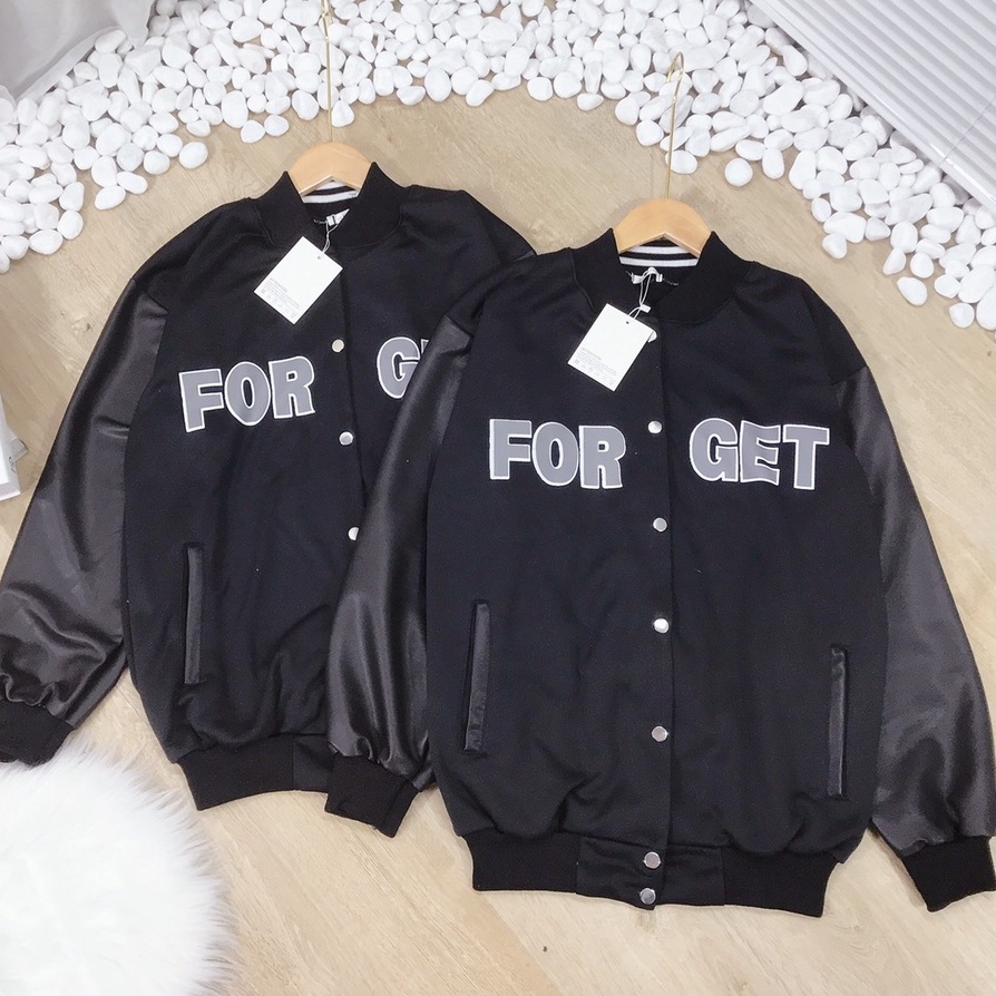 Áo Khoác Phối Tay Da, Áo Bomber Unisex FOR GET