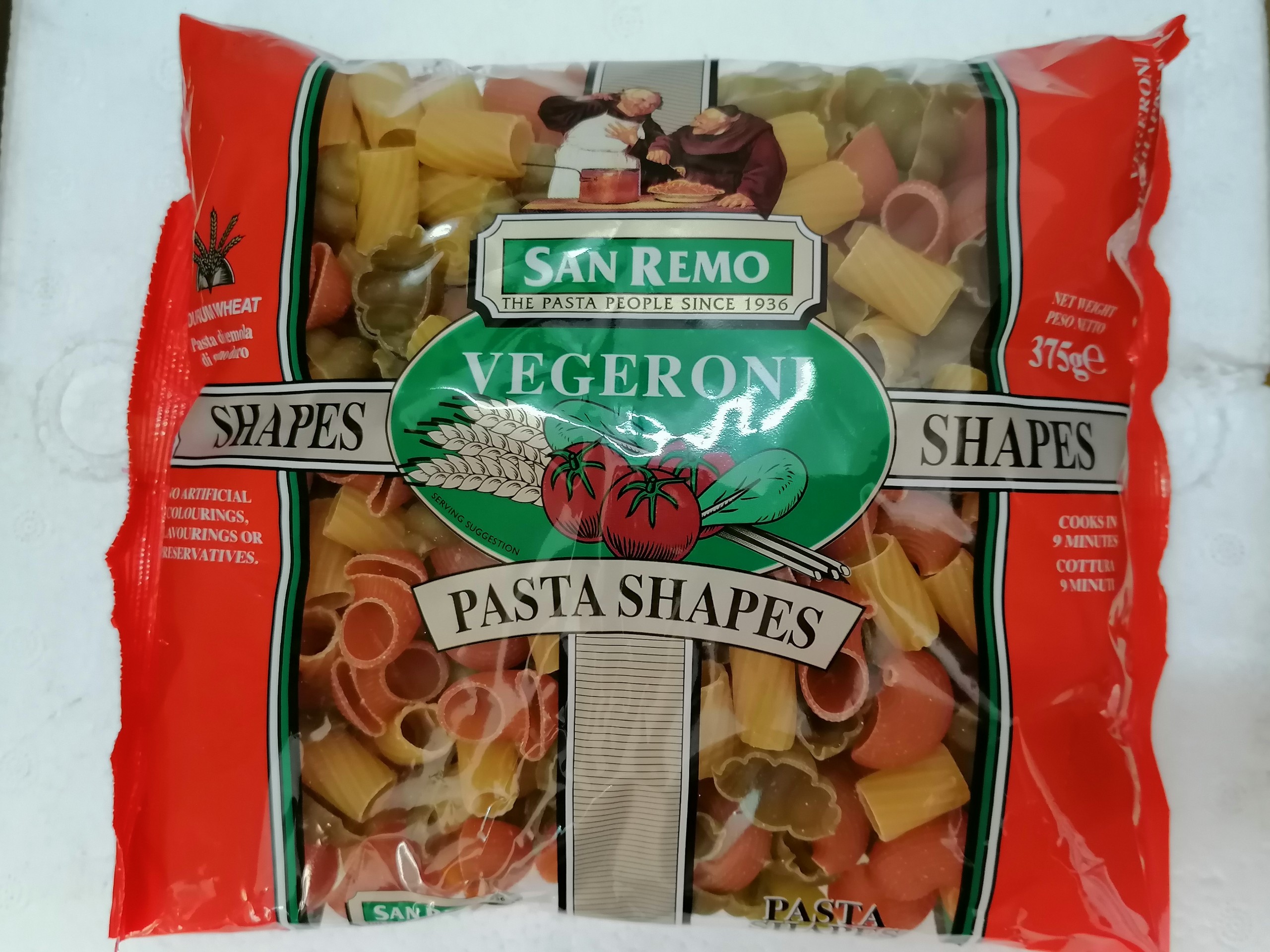 375g – SHAPES] Nui rau củ 120 SAN REMO Pasta Shapes Vegeroni (tmt-hk) |  