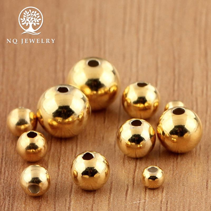 [HCM]Combo 2 Charm bi bạc mạ vàng hạt tròn trơn - hạt cườm bạc mạ vàng 5mm - NQ Jewelry