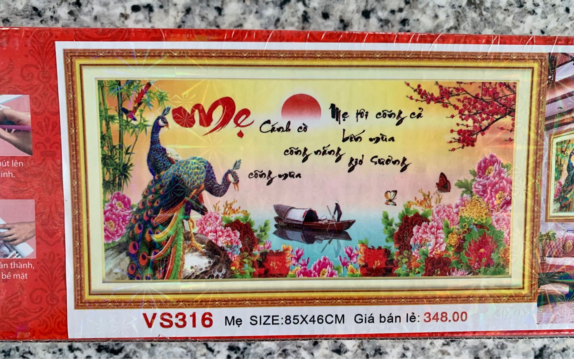 Tranh đính đá cha mẹ vs316 đá abc cao cấp, kích thước 85x46cm. tranh gắn đá chưa gắn.