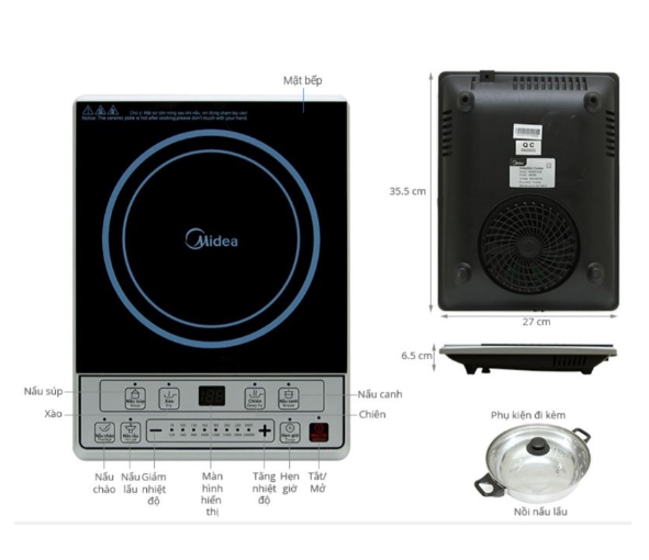 Bếp từ MIDEA MI-B2015DE 2000W ( tặng kèm nồi )