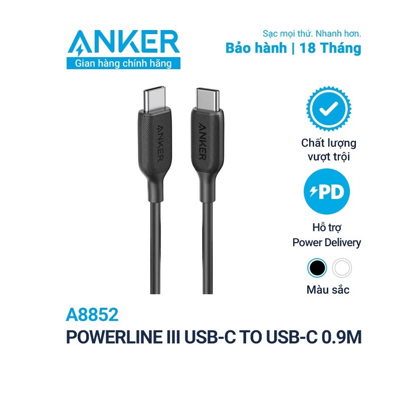 PowerLine III USB-C to USB-C Cable A8852 - 0.9m