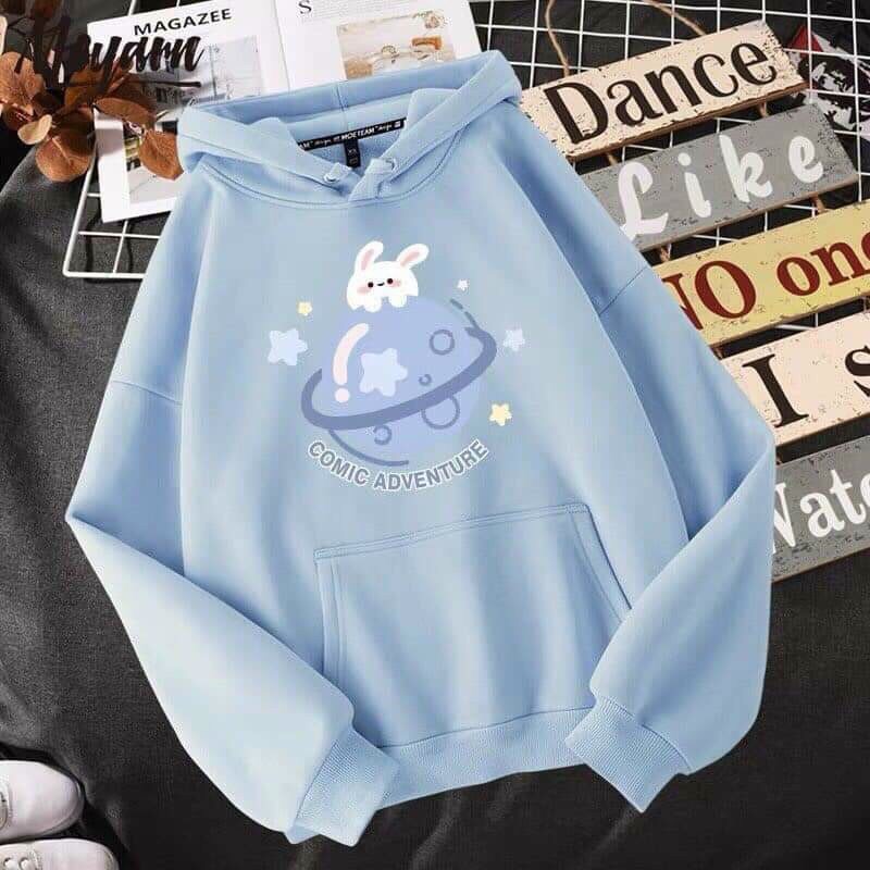Áo Khoác Nữ Hoodie Unisex Phối Nón In Cầu Thời Trang Đường Phối Trẻ Trung Năng Động