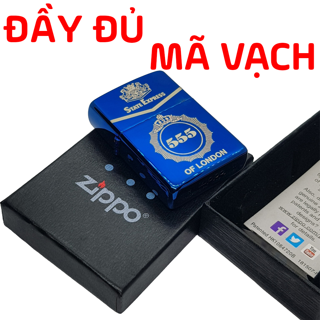 Bật Lửa Zippo Xanh Sapphire Solid Brass 555 B-17 chính hãng có tem đỏ