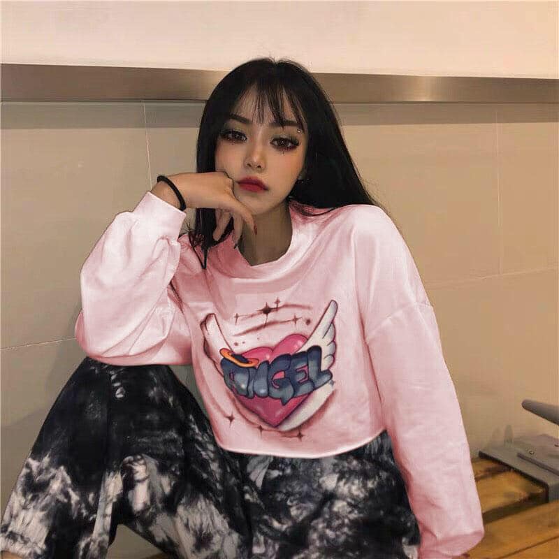 [HCM]Áo croptop nữ in hình ANGEL cực hot