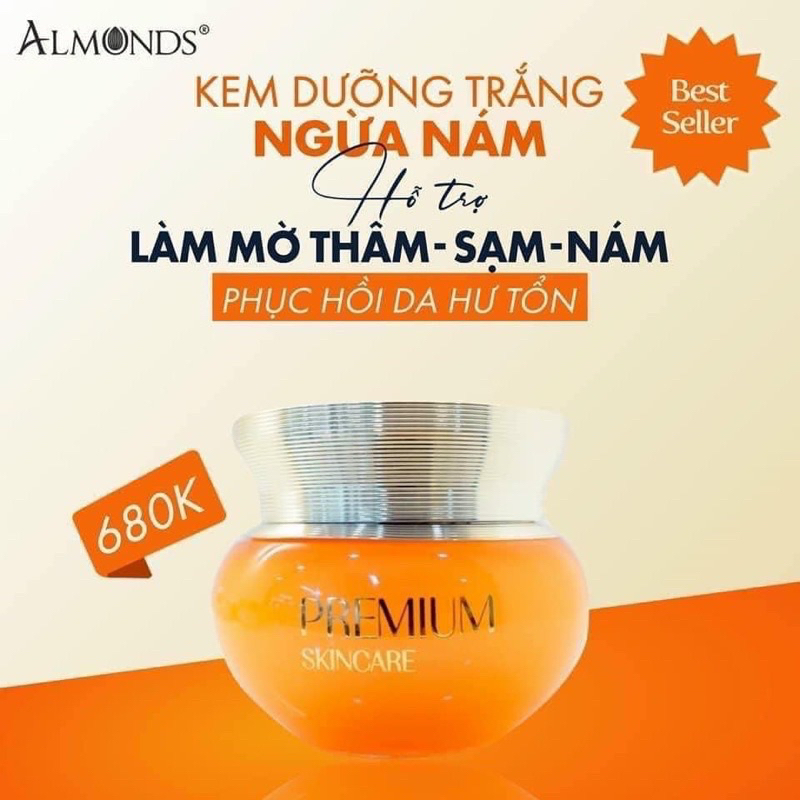 [Chính hãng] Combo dưỡng trắng da, mờ nám, tàn nhang Almonds + 🎁
