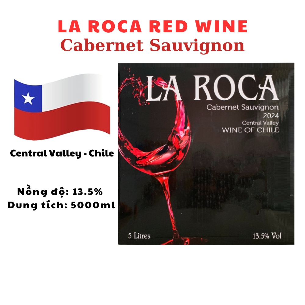 Vang Bịch Chile La Roca Đỏ 5Lit Nhập Khẩu