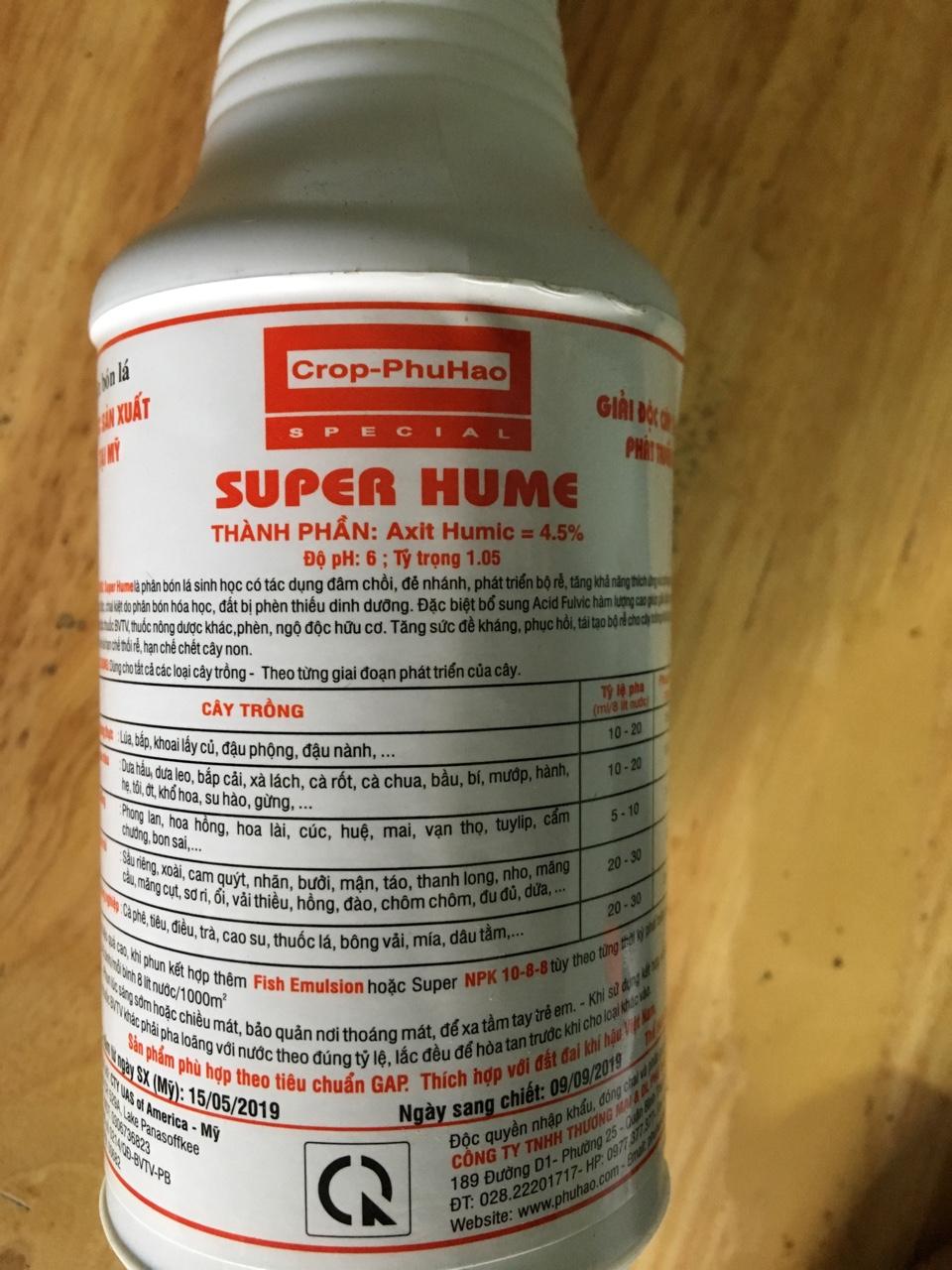 Phân bón lá Super Hume Phú Hảo 250ml