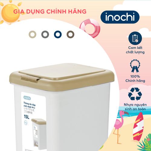 Thùng rác đạp chữ nhật Inochi- Hiro 15L (loại kèm ruột)