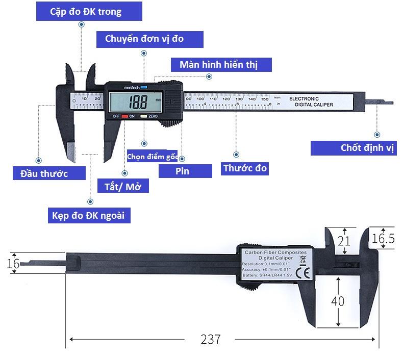 Thước kẹp điện tử khoảng đo 0 - 150mm