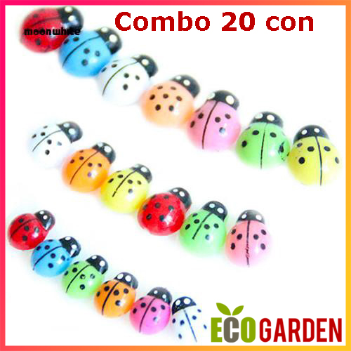 Combo 20 Con Bọ Rùa Mini Trang Trí Cây Cảnh Nhiều Màu (Có Băng Dính) (ECO.408)