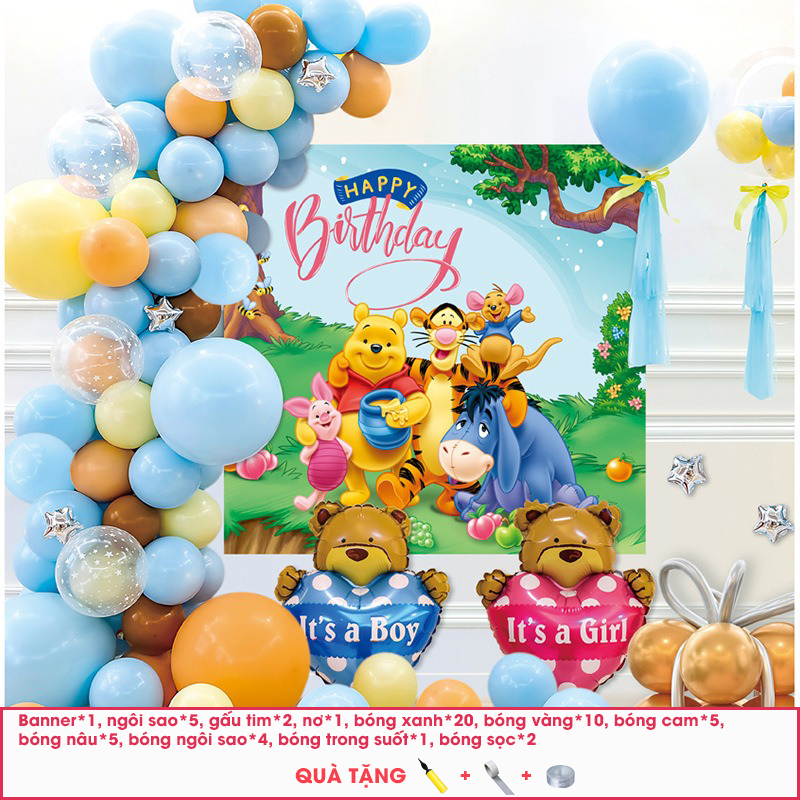 Set bóng trang trí sinh nhật bé trai và bé gái