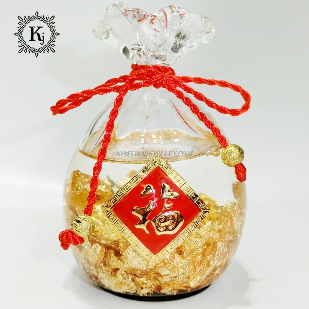 Lọ Kim Trung Thủy Vàng 24K - Vật Phẩm Tài Lộc - Trưng Bày Sang Trọng - Tiền Vào Như Nước