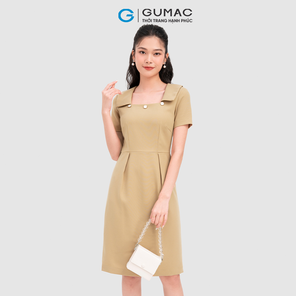 Đầm phối nút cổ  thời trang GUMAC DC11089