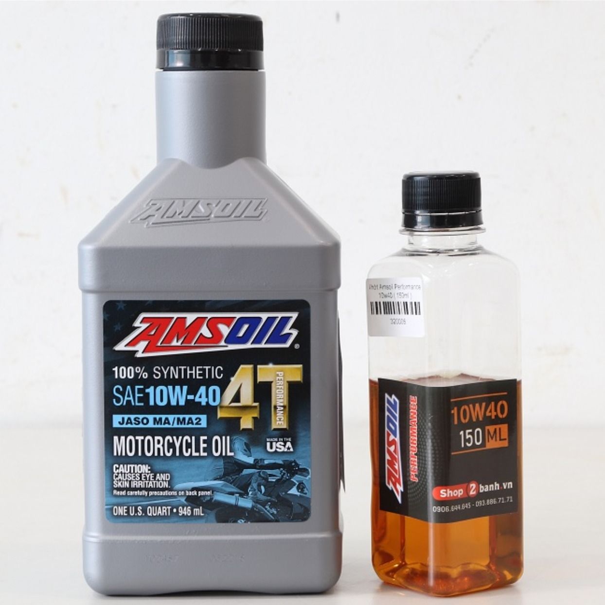 Combo nhớt Amsoil 10W40 Performance 1 chai và chiết lẻ 150ml