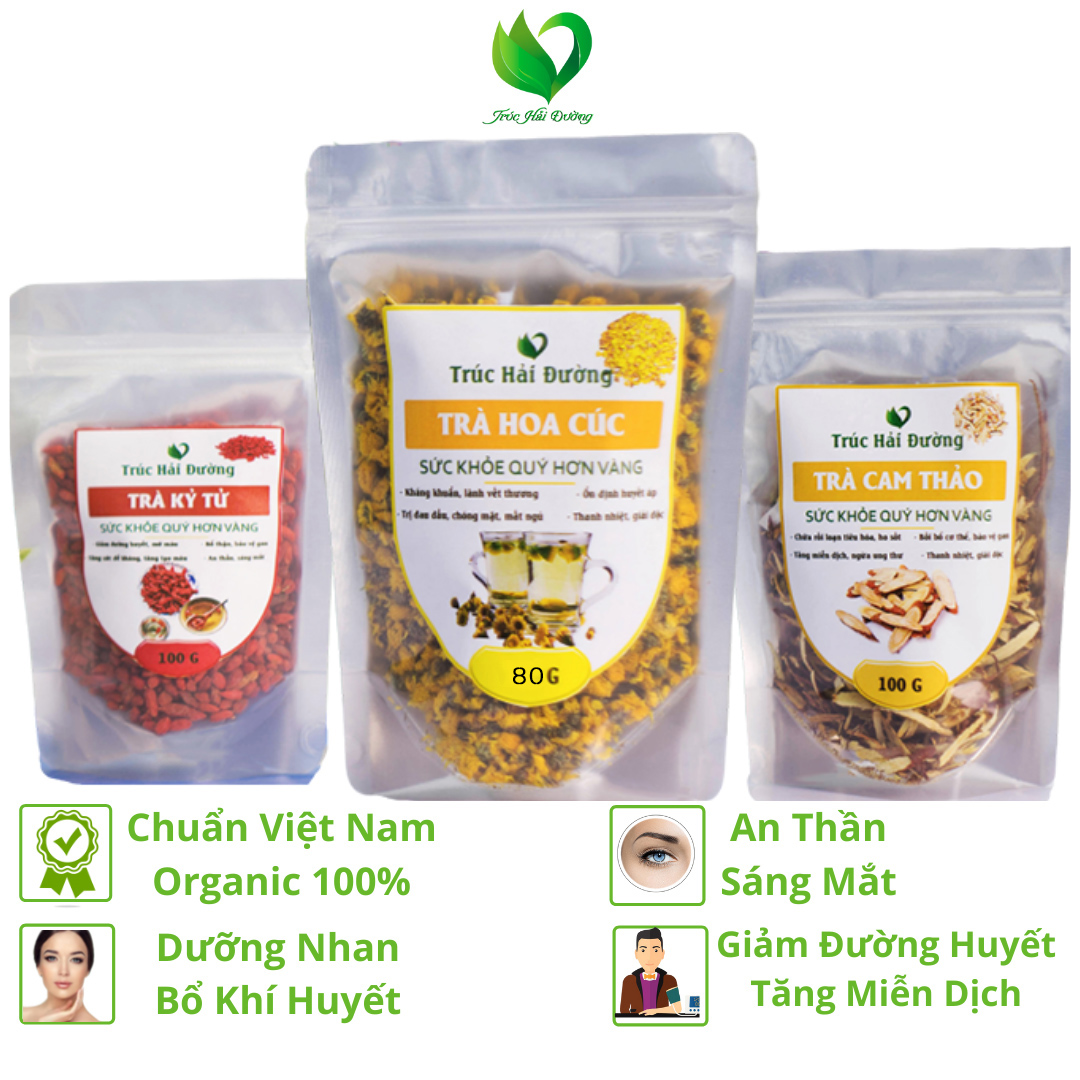 [TẶNG TÁO ĐỎ] Trà Hoa Cúc - Kỷ Tử - Cam Thảo (Loại Cao Cấp 280g) Giúp Ngủ Ngon, Detox, Thanh Nhiệt, Thải Độc, Dưỡng Nhan