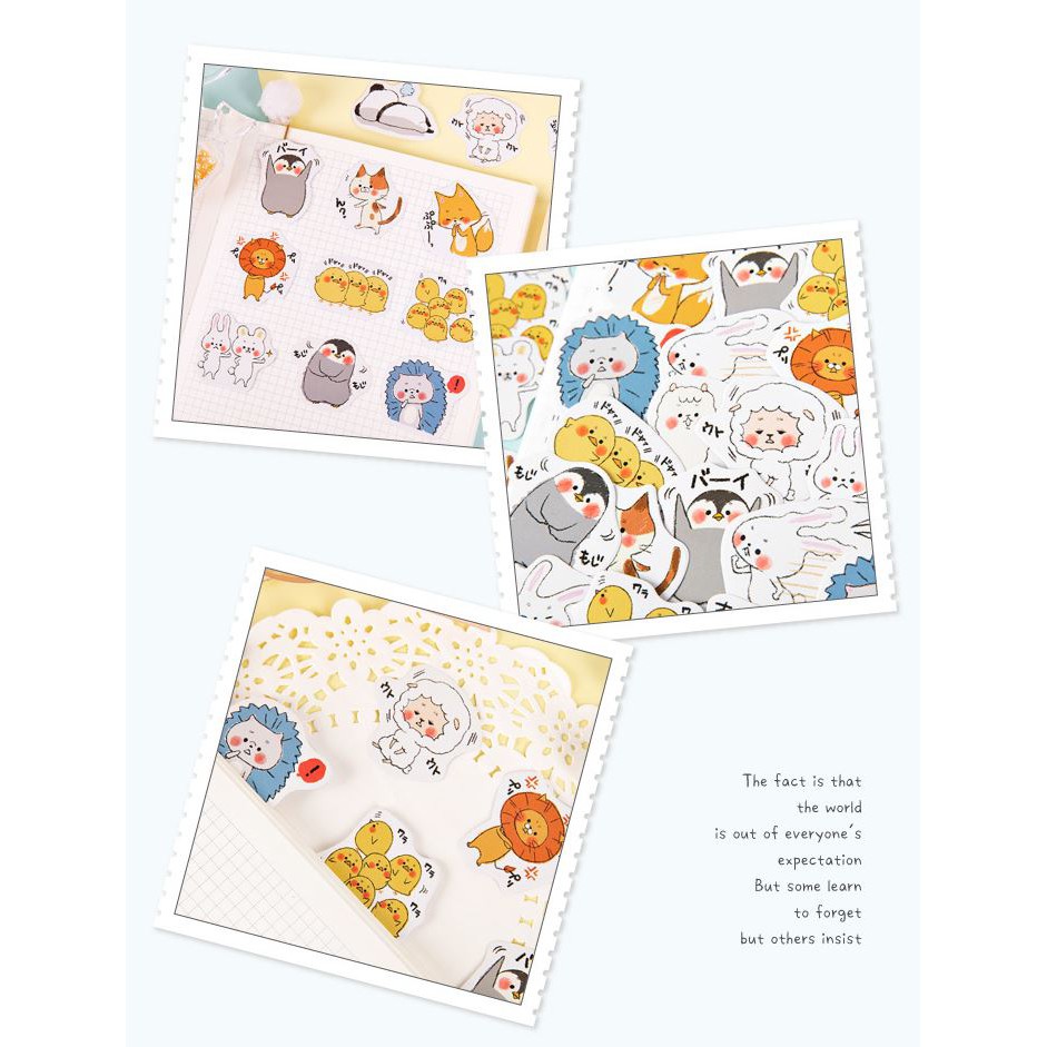 Bộ 46 Sticker Hàn Quốc hình con vật dễ thương dán trang trí E28