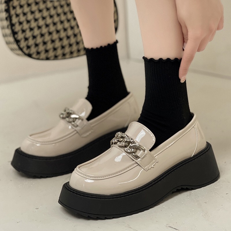Giày Đốc Xích Nữ Da Bóng Chất Đẹp Chuẩn Xịn