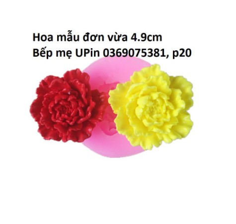 Khuôn silicon hoa mẫu đơn 4.9cm mã MD49 làm rau câu 4d