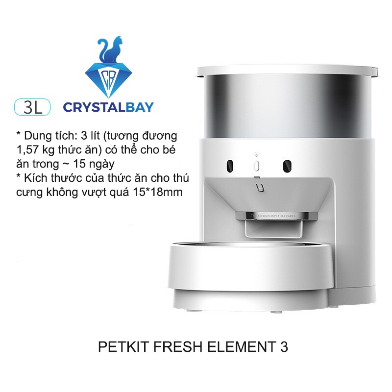 (New 2026) Máy cho ăn tự động cho mèo thú cưng Petkit Infinity Fresh Element 3 – Dung tích 5L, lồng chứa Inox