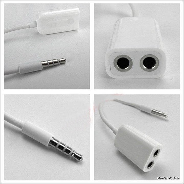 Cáp chia cổng tai nghe, loa 3.5mm từ 1 ra 2