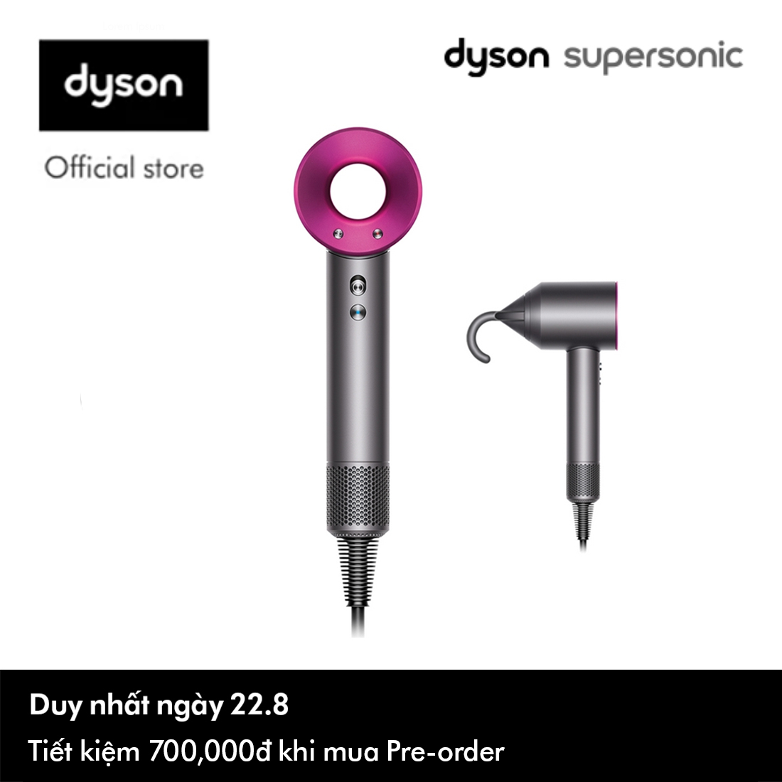 [giao hàng từ ngày 09.09] máy sấy tóc dyson supersonic (iron fuchsia) - từ dyson việt nam 1
