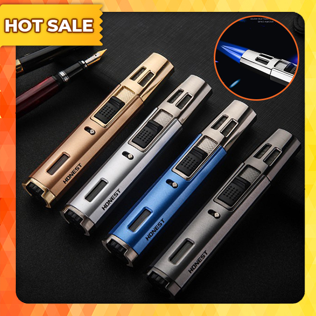 Hộp Quẹt Bật Lửa Gas Đá Khò 2 Tia Honest 450 Thiết Kế Độc Lạ Sang Trọng Tinh Tế Lửa Khò Mạnh Mẽ Dùng Gas Đá Cao Cấp - Màu Ngẫu Nhiên (KHÔNG CHỨA XĂNG GAS)