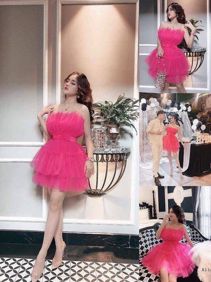 Đầm xòe dự tiệc cúp dún tầng tripble t dress size m/l - ms275v