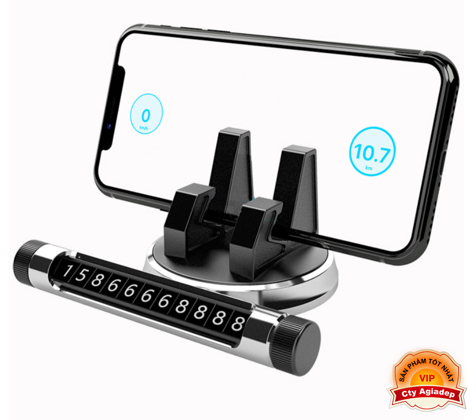 Bảng ghi số điện thoại + Giá đỡ đt xe hơi oto xoay 360 loại xịn AGD (MÀU ĐEN)