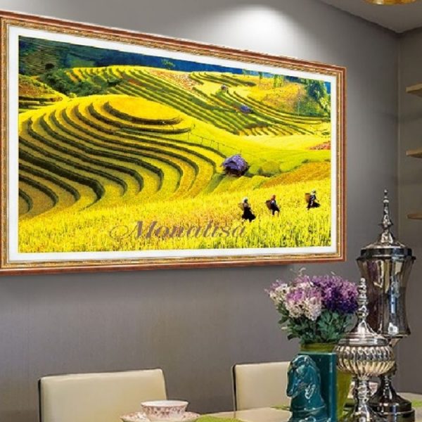 (100x60cm) Tranh thêu kín ruộng bậc thang MN0140