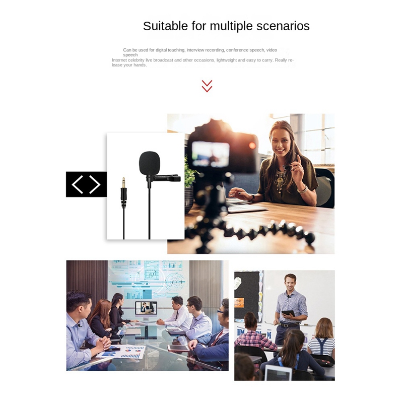 Omnidirectional Microphone 3.5mm Lavalier Tie Clip Microphones Mini Audio Mic for Camera Computer Laptop Phone