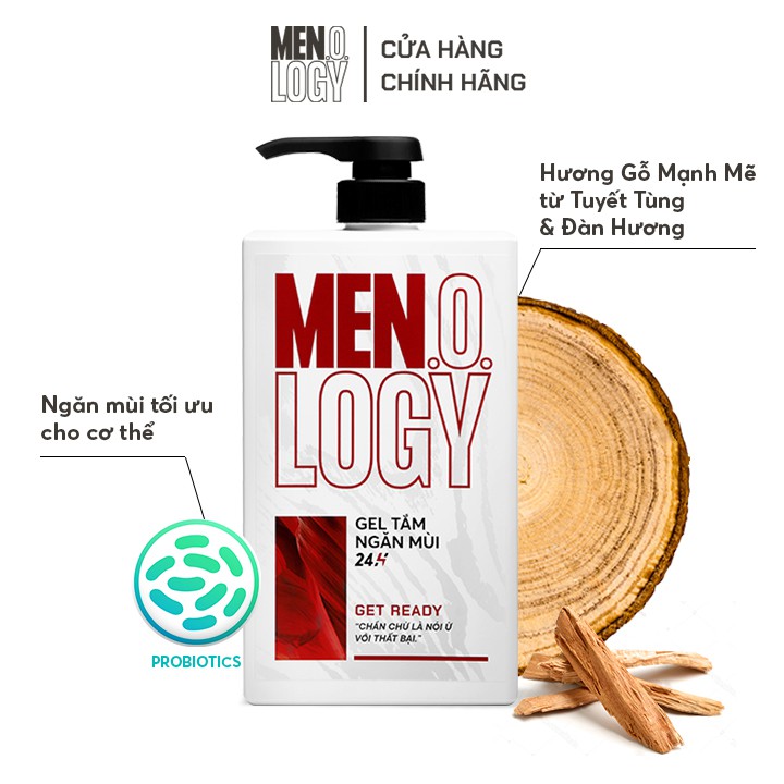 Gel Tắm MENOLOGY Ngăn Mùi 24h Get Ready 630ml
