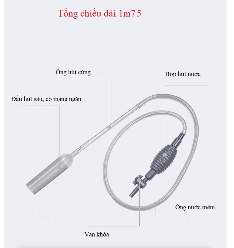 Ống bơm hút thay nước bể cá tiện lợi