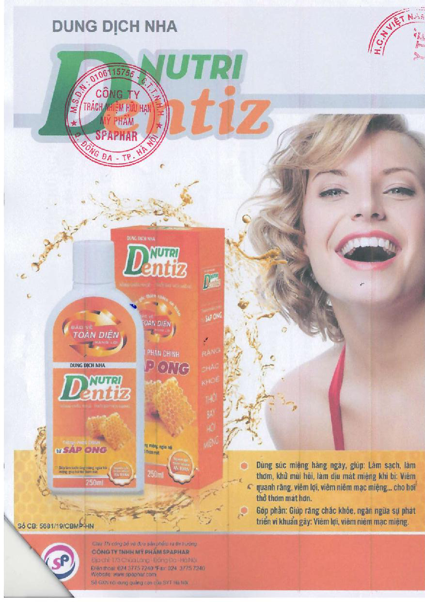[HCM]NUTRIDENTIZ - Dung Dịch Nha Khoa Cho Răng Lợi Chắc Khỏe (Chai 250ml)